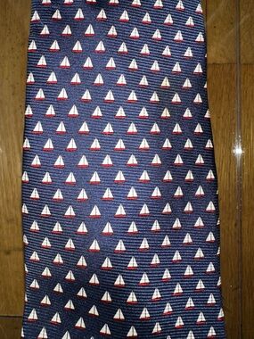 Lauren Ralph Lauren Navy Sailboat Silk Neck Tie